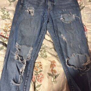 Distressed Blue Jeans